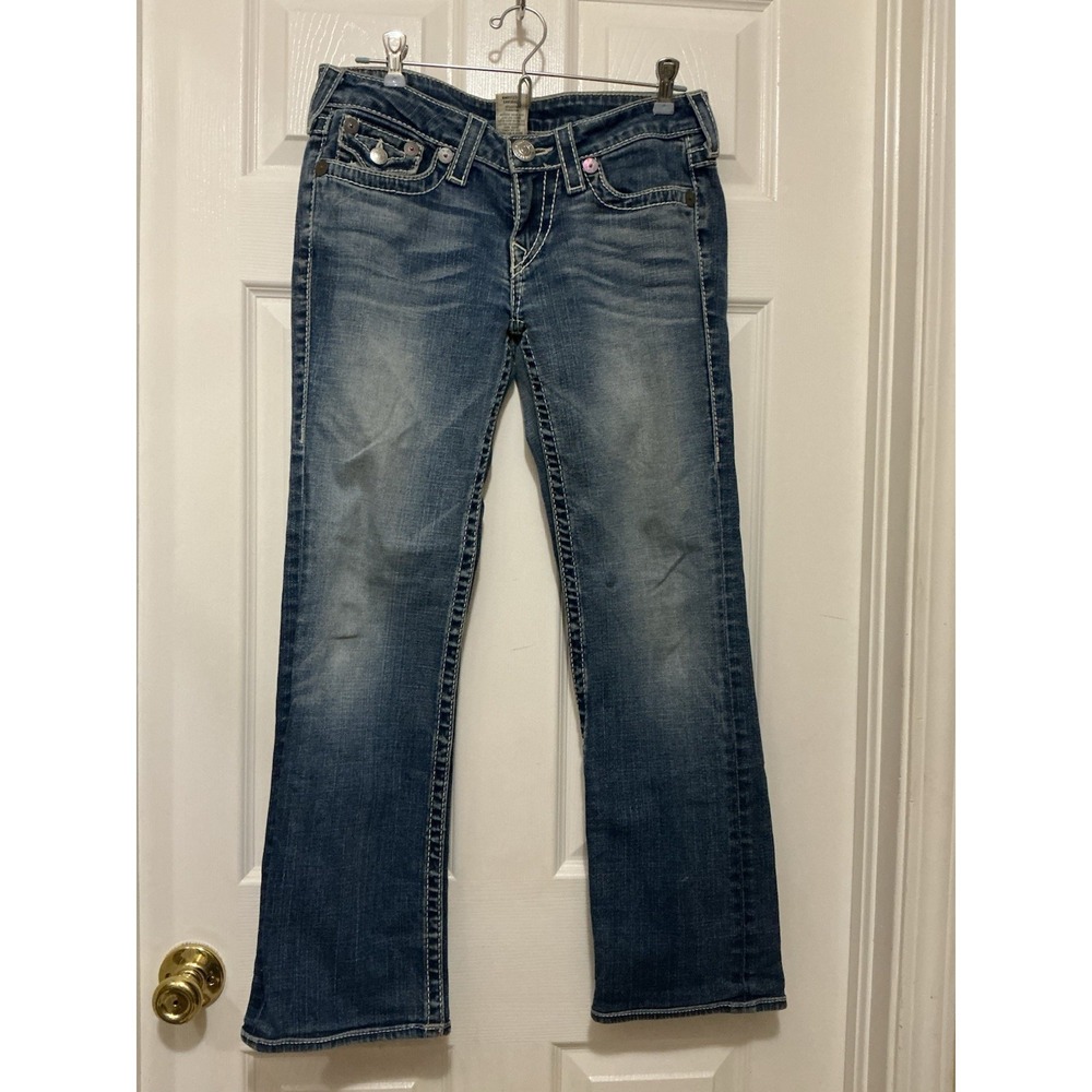 True Religion Rainbow Billy Women's Jeans 29x29 Low Rise Chunky Stitching